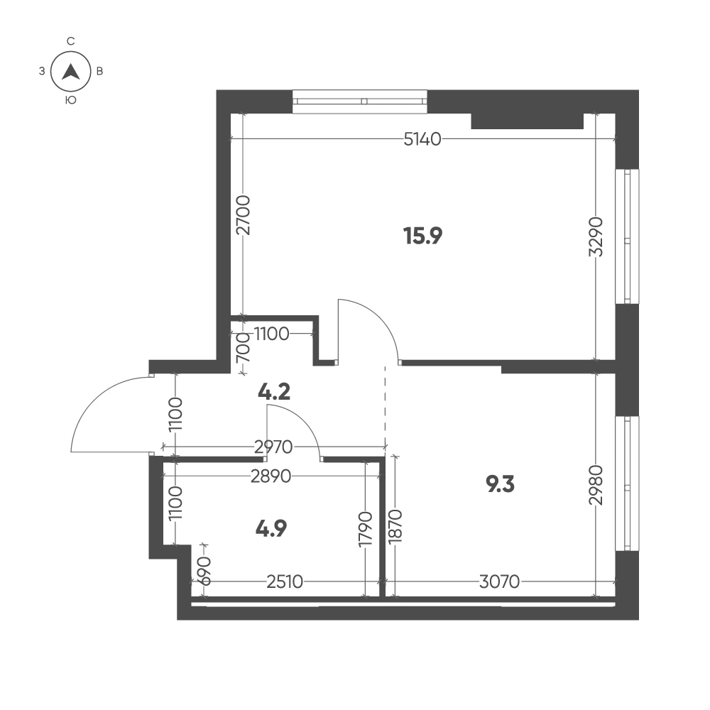 1 - комнатная № 12